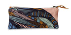 Colorful patterned pouch with a zipper on a white background