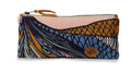 pencil case. Colorful patterned pouch with a visible brand logo on a white background