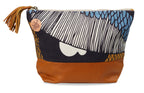 Colorful pouch, scales, organic design on a white background
