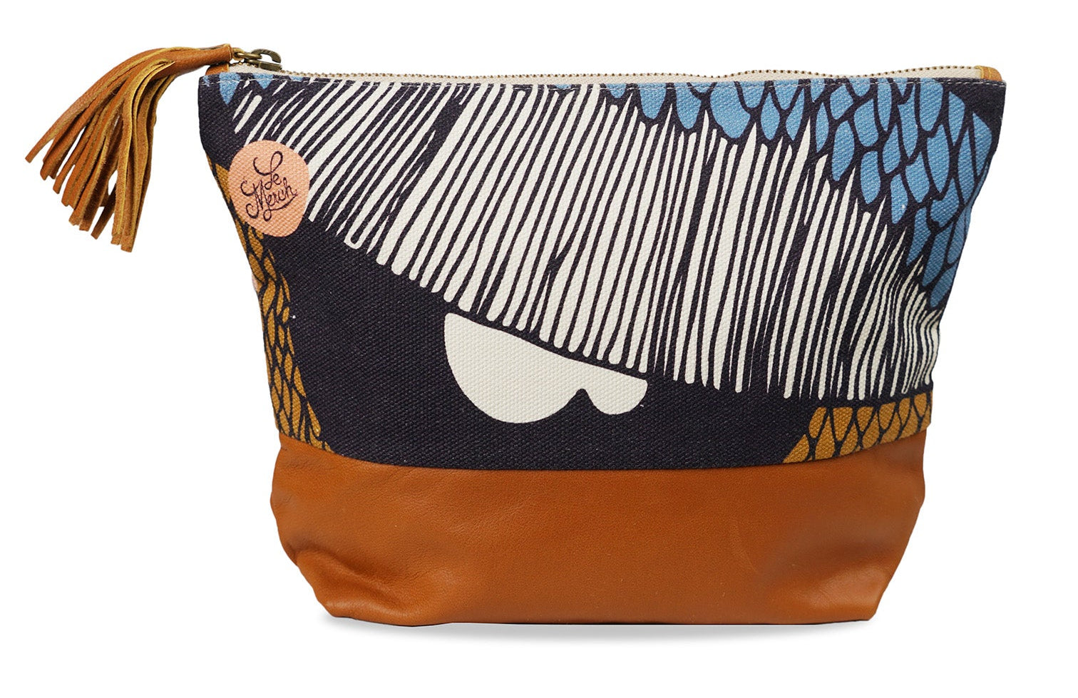 Colorful pouch, scales, organic design on a white background