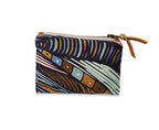Colorful patterned pouch with a zipper on a white background