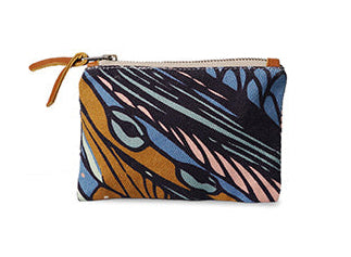 Wallet. colorful zippered pouch with abstract design on a white background