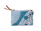 Wallet with blue and white pattern on a white background